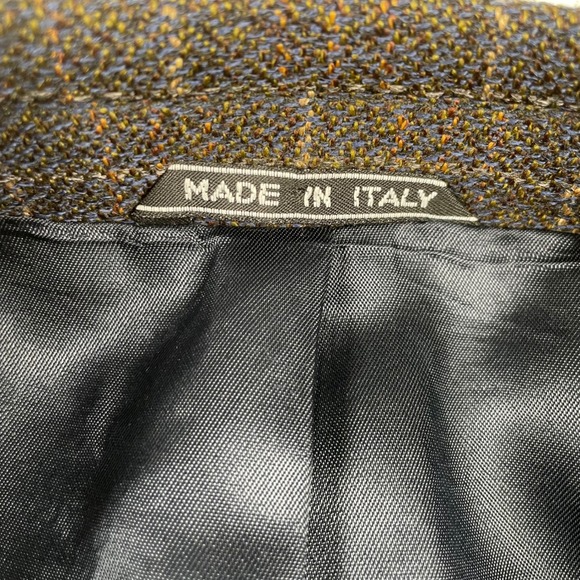 Vinceli Mens Lambswool Blazer Brown Blue Plaid Check Suit Jacket Size L 42 Italy - Picture 9 of 11